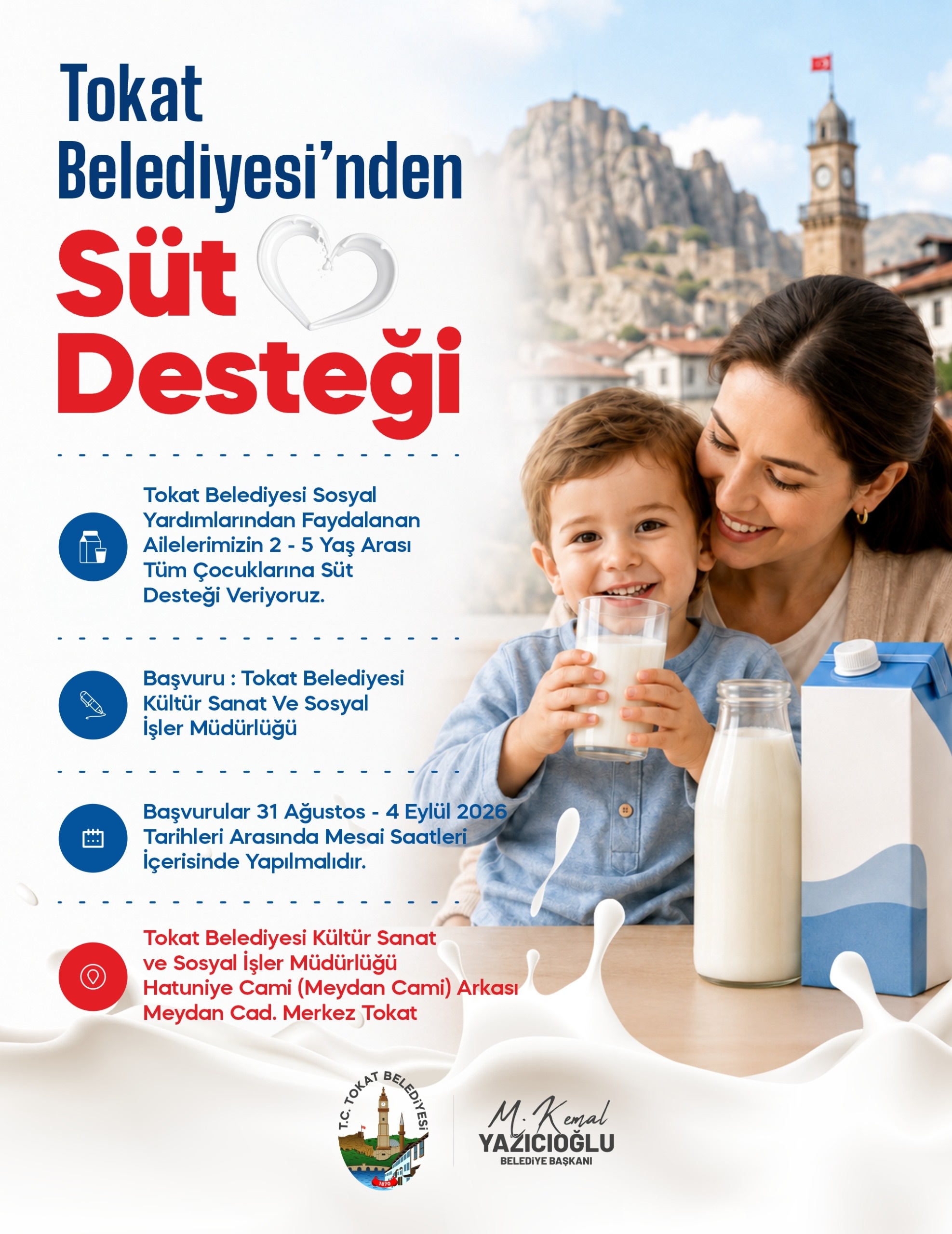 TOKAT BELEDİYESİ’NDEN ÇOCUKLARA SÜT DESTEĞİ