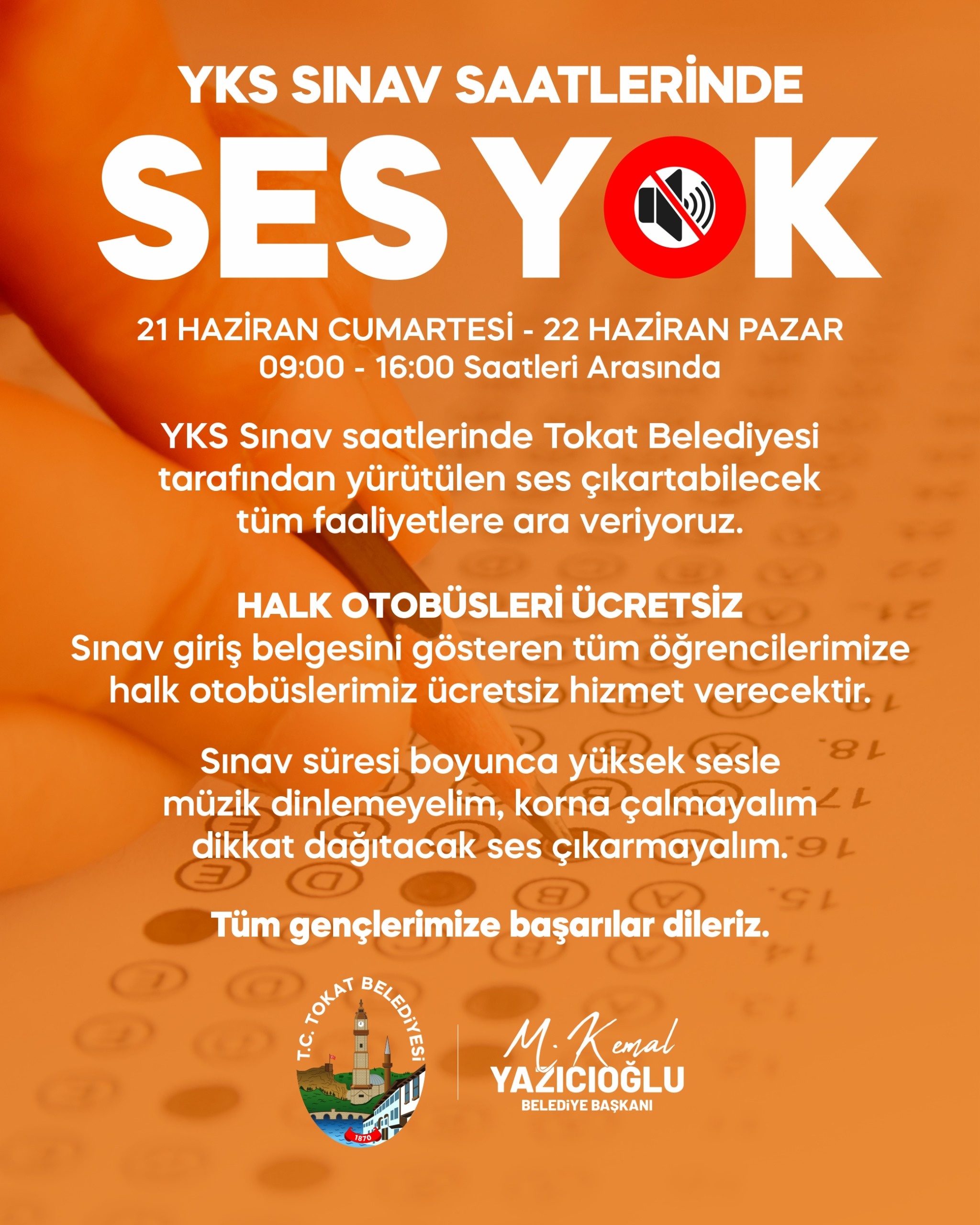 YKS BOYUNCA HEM GENÇLERİMİZİN HEM AİLELERİMİZİN YANINDAYIZ